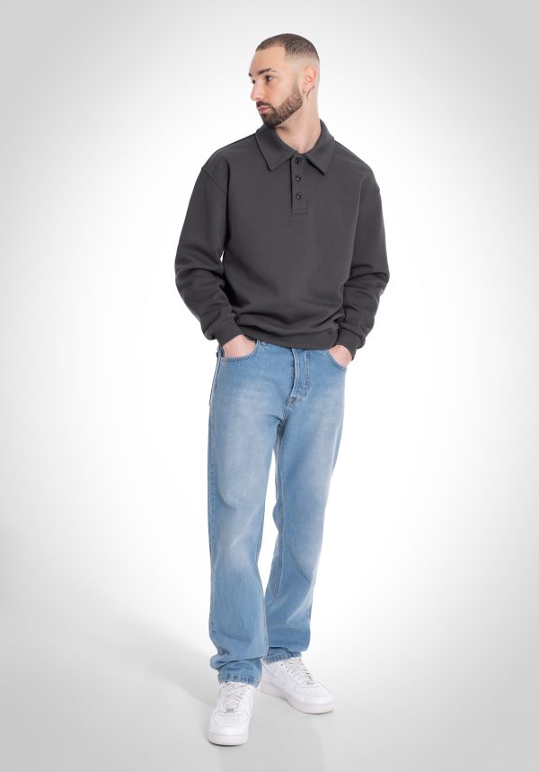 Polo Sweater- 500 GSM French Terry 100% Cotton - Slate Grey Angebot – Bild 2
