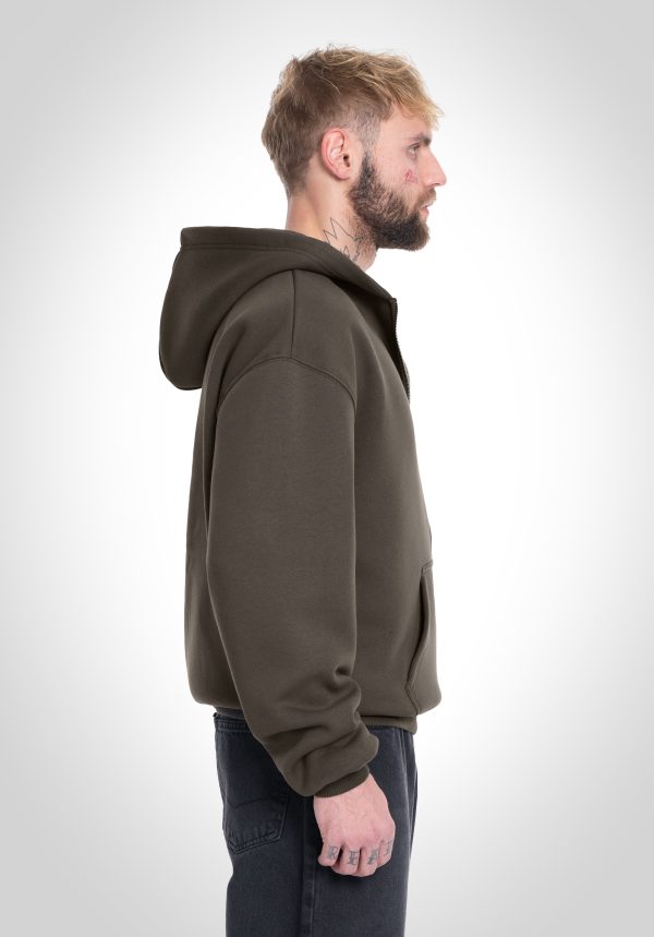 Full Zip Oversize Hoodie - Olive Schn?ppchen – Bild 4