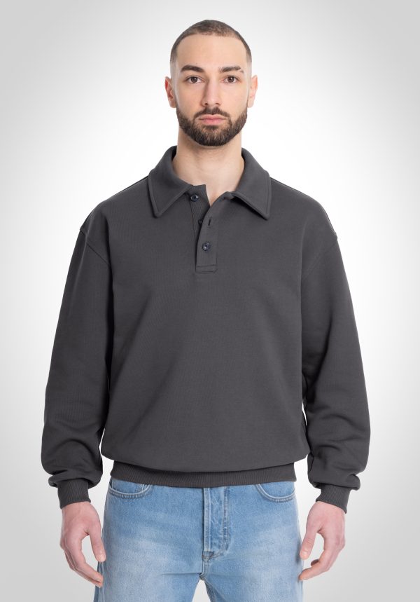Polo Sweater- 500 GSM French Terry 100% Cotton - Slate Grey Angebot – Bild 3