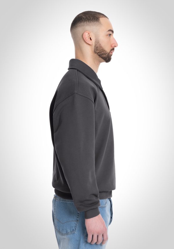 Polo Sweater- 500 GSM French Terry 100% Cotton - Slate Grey Angebot – Bild 4