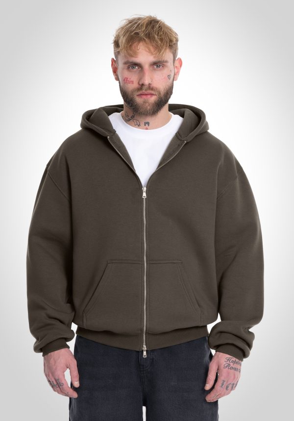 Full Zip Oversize Hoodie - Olive Schn?ppchen – Bild 3