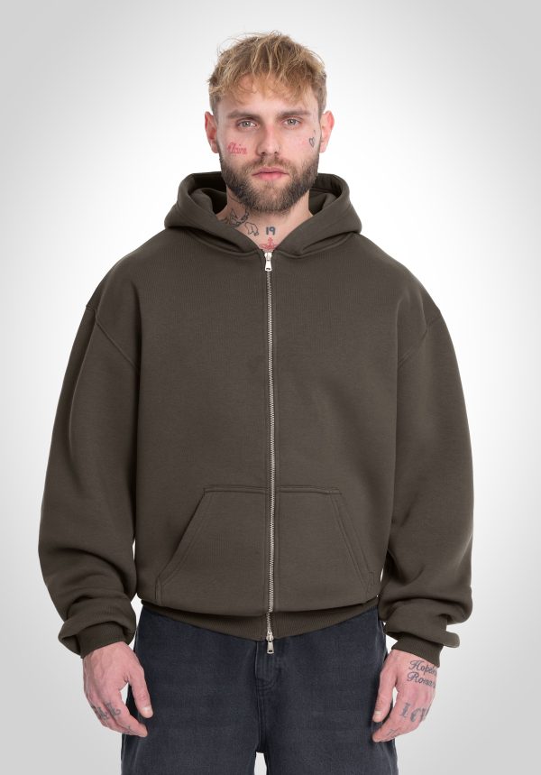 Full Zip Oversize Hoodie - Olive Schn?ppchen