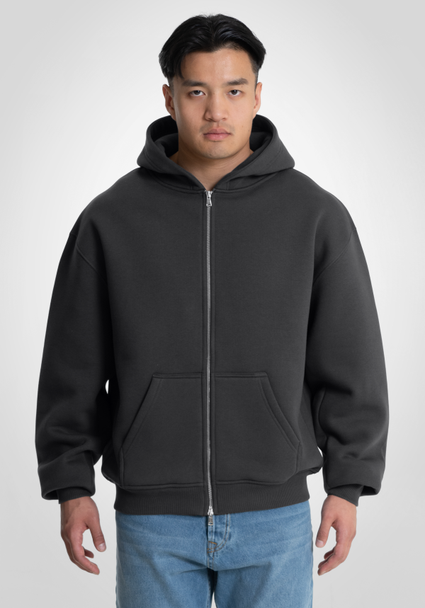 Full Zip Oversize Hoodie - Slate Grey Verkauf