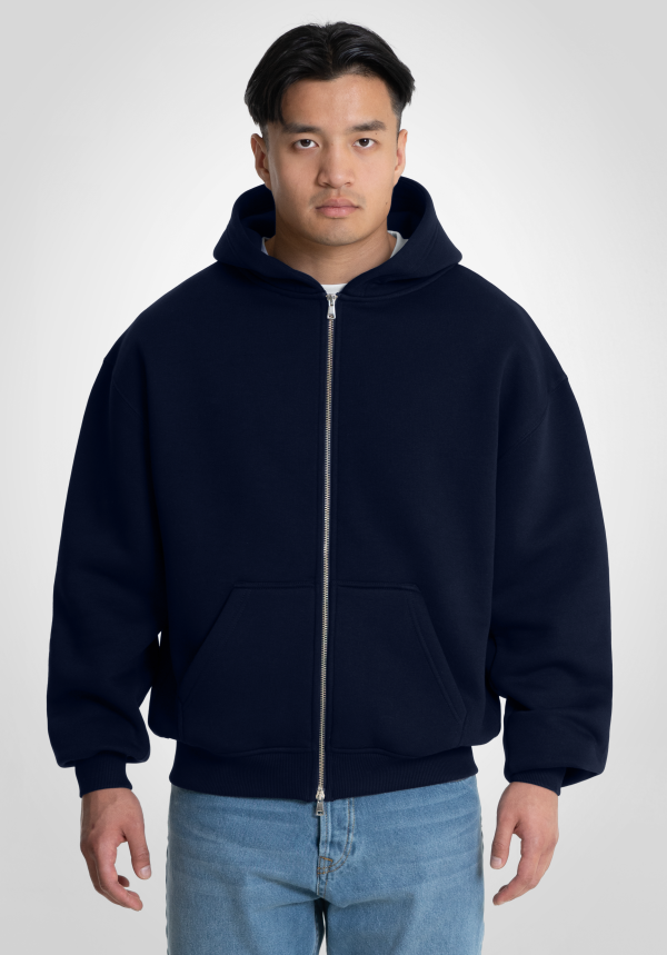 Full Zip Oversize Hoodie - Slate Navy Im Angebot